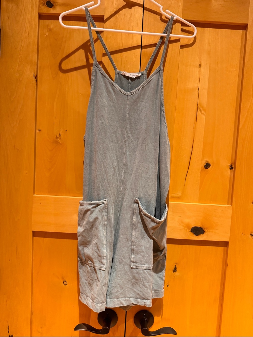 Woven Soft Cotton-Blend Green Shorts Romper with Pockets